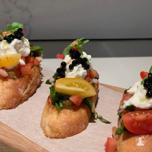 Firegrill_sydney_restaurant_bar_STEAK_SEAFOOD_GRILL_food_burrata heirloom tomato balsamic caviar bruschetta